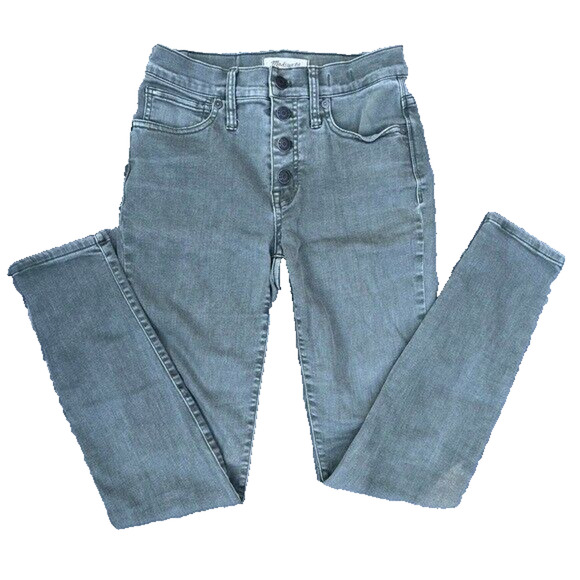 Madewell Denim - Madewell Skinny Jeans hi rise 9” size 25 green button cotton blend A000326